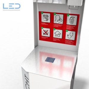 Hygienestation Schutzkonzept für den Einzelhandel mit UVC Desinfektion Hygienestation mit UVC LED zur Desinfektion von COVID 19 Viren und Bakterien, Schutzkonzept für den Einzelhandel mit Desinfektionsmittel, Desinfektionssäule